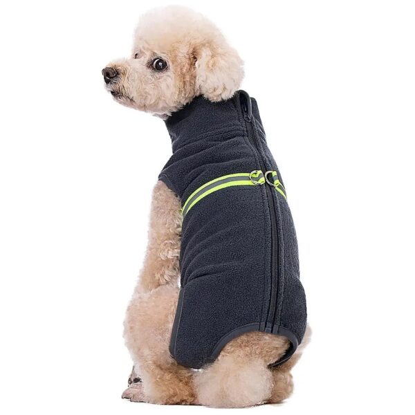 Grey Fleece Vest Dog Sweater with D-Ring Leash for Small Medium Dogs Boy/Girl