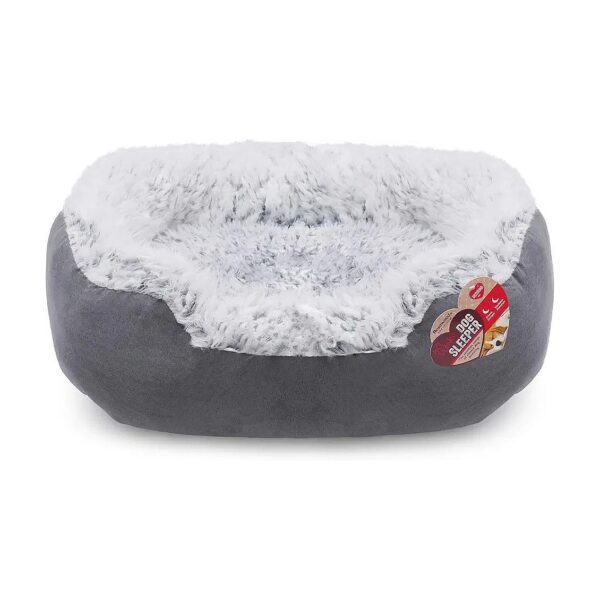 Grey Lion Oval Dog Bed with Soft Fur Interior Extreme Comfort