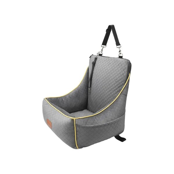 Grey Luxury Car Seat for Small to Medium Dogs with Memory Foam Filling