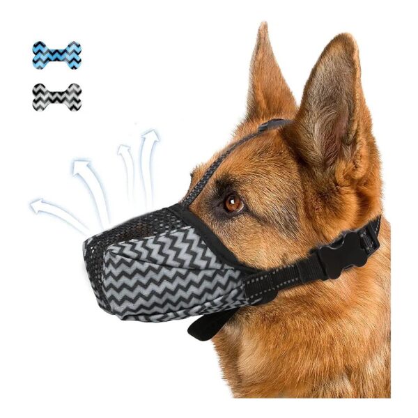 Grey Medium Air Mesh Muzzle with Adjustable Strap for German Shepherd Dogs