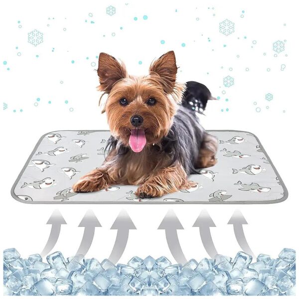 Grey Medium Self-Cooling Mat for Cats and Small Dogs Machine Washable