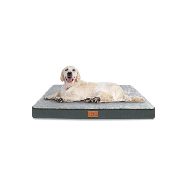 Grey Orthopedic Dog Bed for Large Dogs with Removable Machine Washable Cover