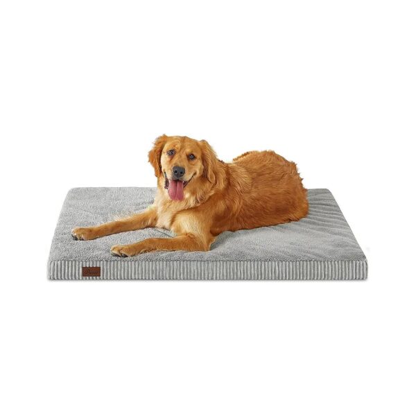 Grey Orthopedic Dog Bed for Large and Extra-Large Dogs with Egg-Crate Foam