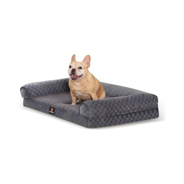 Grey Orthopedic Dog Bed with Memory Foam and Machine Washable Cover for Medium Size Dogs