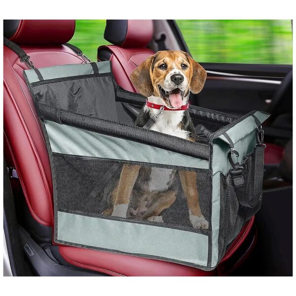 Grey Oxford Cloth Dog Car Seat for Medium to Large Dogs Up to 55 Pounds