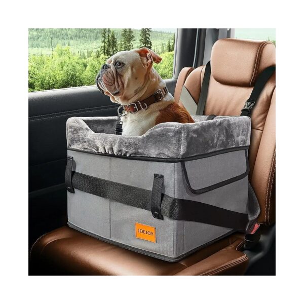 Grey Pet Car Seat with Oxford Cloth and Adjustable Leash for Small Pets