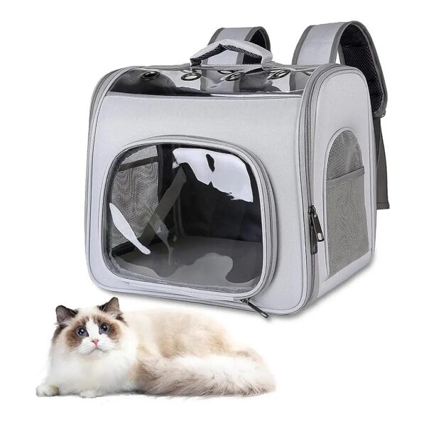 Grey Pet Carrier Backpack for Cats and Small Medium Dogs up to 20 lbs