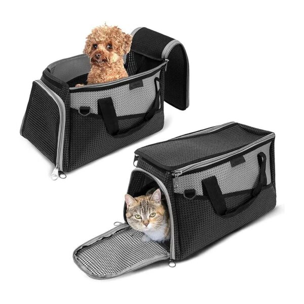 Grey Pet Carrier with Airline Approved Size for Small and Medium Pets