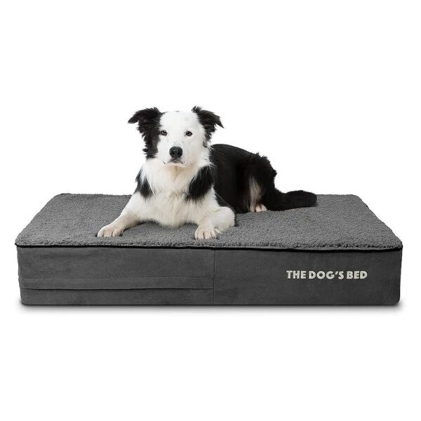 Grey Plush 40x25 Waterproof Orthopedic Dog Bed for Hip & Elbow Support