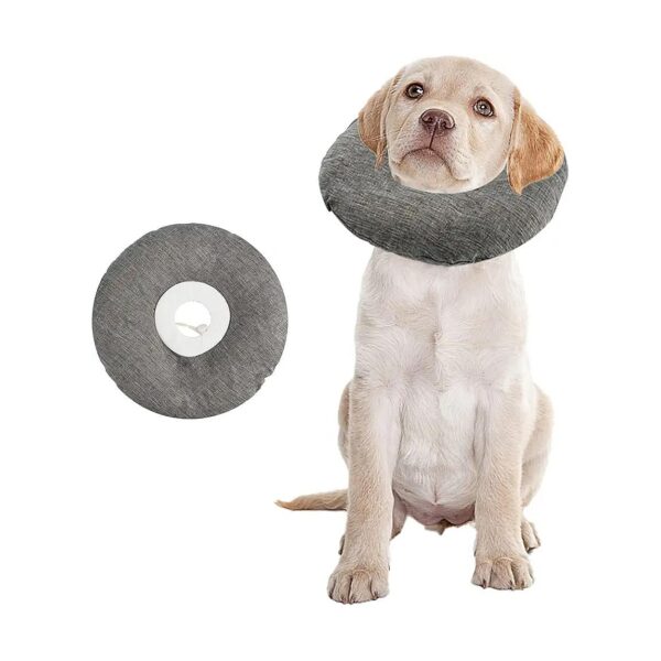 Grey Soft and Light Dog Cone Collar for Comfortable Recovery After Veterinary Treatment