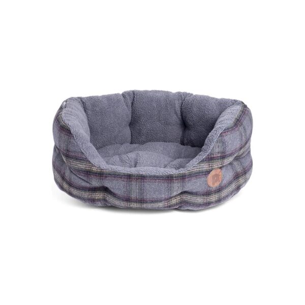 Grey Tweed Oval Dog Bed Medium for Medium Breed Dogs Comfort Sleeping