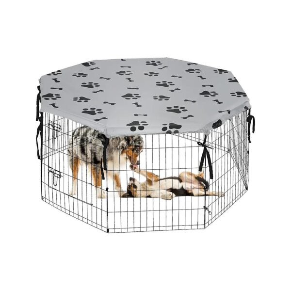 Grey Vinyl 8-Panel Pet Playpen Cover Size 24 Inch Fits Indoor Outdoor