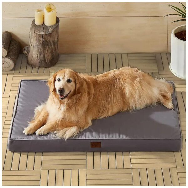 Grey Waterproof Dog Bed with Egg Crate Foam for Large and Extra Large Dogs