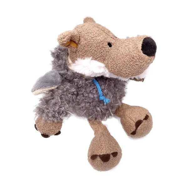 Grey and White Wolf Plush Toy with Squeaker, Soft and Durable for Small Medium Large Dogs