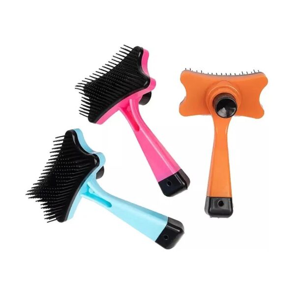 Grooming Brush for Cats and Dogs with Unique Orange Color and Self Cleaning