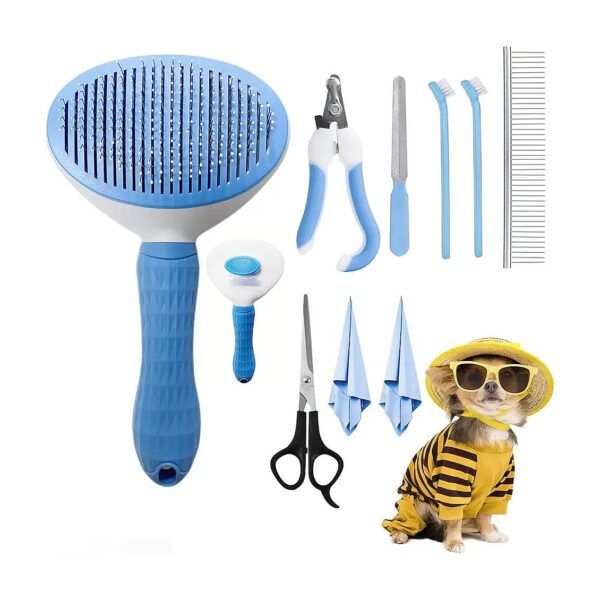 Grooming Brush with One-Touch Cleaning Feature for Easy Pet Hair Removal and Grooming