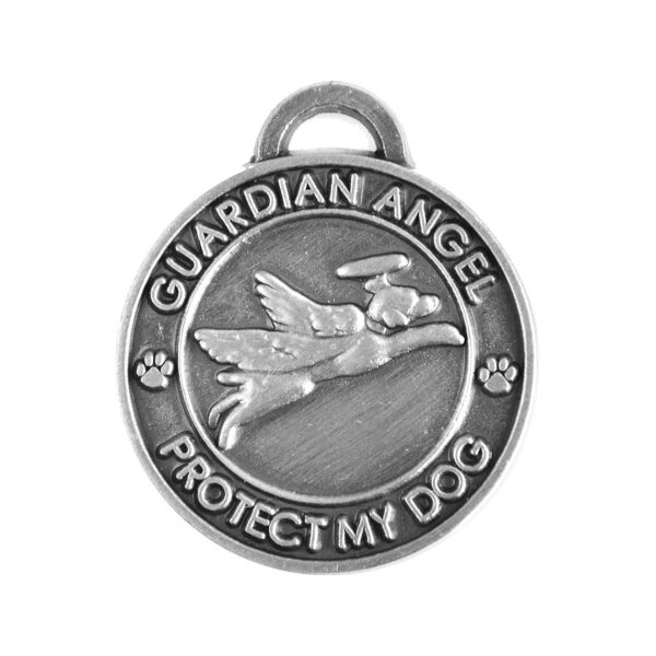 Guardian Angel Dog Pet Collar Charm Antique Silver