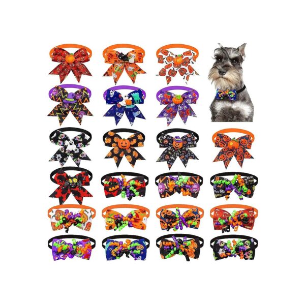 Halloween Bow Ties for Dogs and Cats - Adjustable Pet Accessories with Spooky Designs