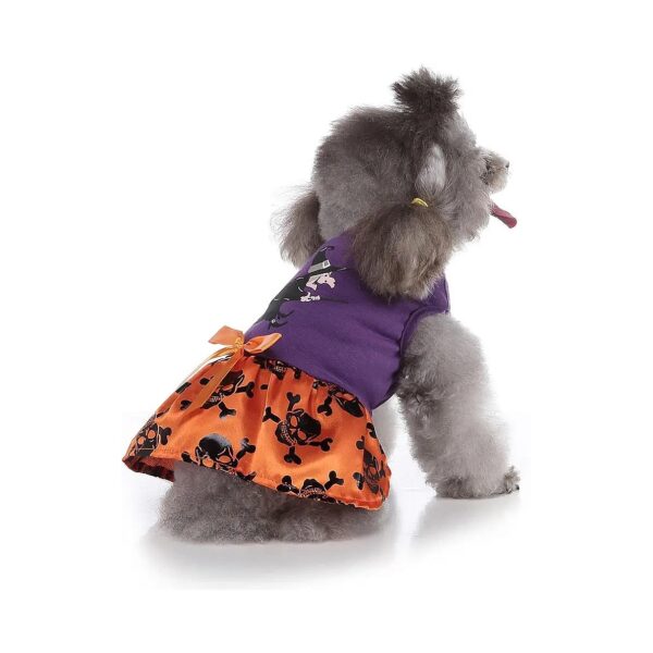 Halloween Costume for Small Breeds with Wizard Skeleton Dog Dress and Skirt