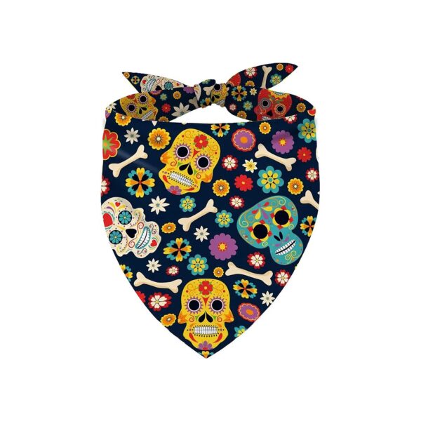 Halloween Day of the Dead Sugar Skull Dog Bandana Made of Soft Cotton for Pet Puppy