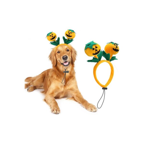 Halloween Dog Costumes Pumpkin Pattern Headbands for Medium and Large Dogs