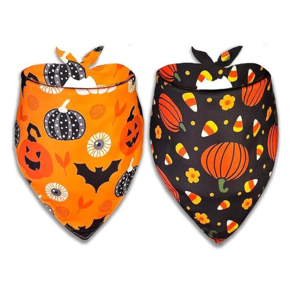 Halloween Dog Pumpkin Candy Corn Bandanas Scarf Bibs for Large Dogs