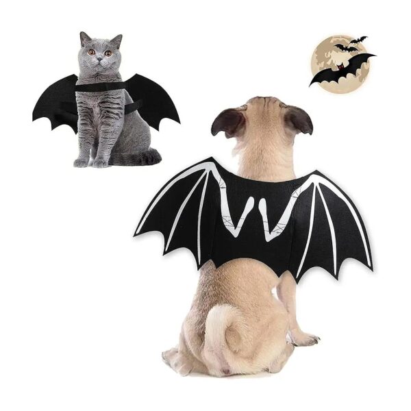 Halloween Pet Apparel Soft Felt Bat Wing Dog Cat Costume Luminous Adjustable Size Medium