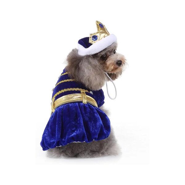 Halloween Pet Queen Dress with Diamond Crown Costume for Small Dogs Cats Kitten Party