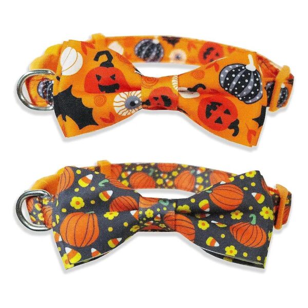 Halloween Pumpkin Ghost Dog Collar with Velcro Closure for Small to Large Pets