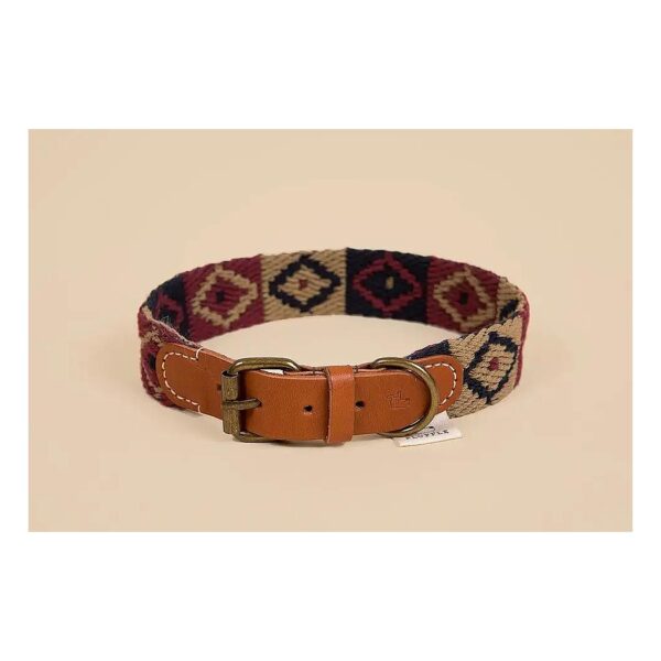 Handcrafted Cotton Webbing and Leather Dog Collar for Small Medium Large Dogs