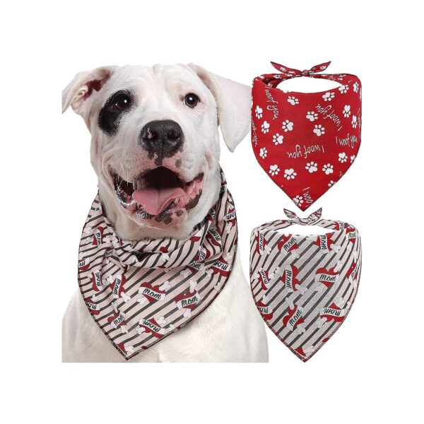 Handkerchief with Hearth and Paw Prints - 2 Pack Mother's Day Dog Bandanas