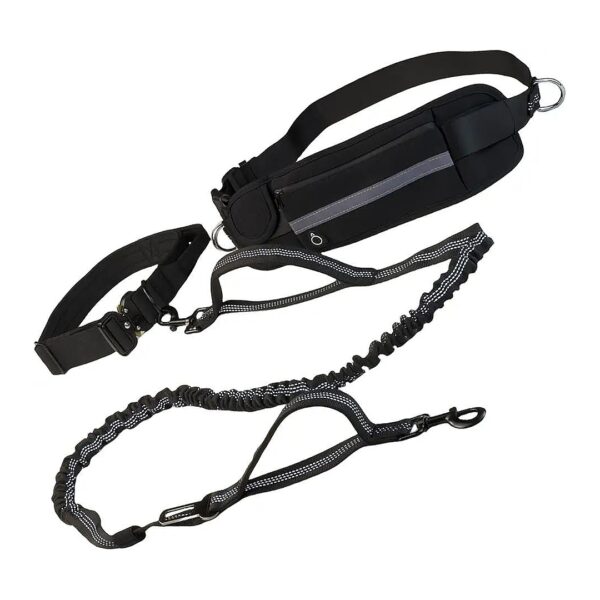 Hands Free Dog Leash Belt with Double Handles for Reduced Tugging and Visibility at Night