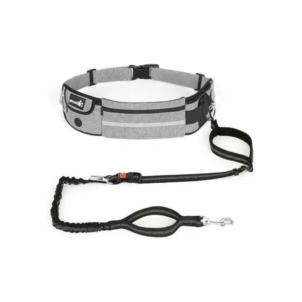 Hands-Free Dog Leash with Pouch and Waist Belt for Walking, Hiking, and Jogging