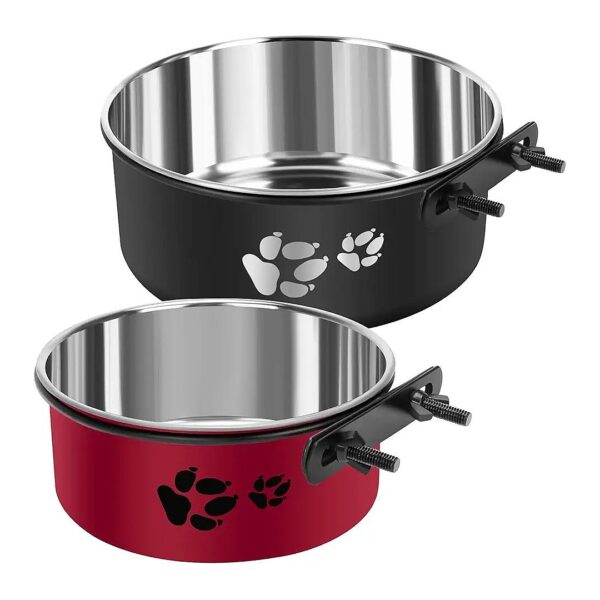 Hanging Detachable Stainless Steel Feeding Bowl for Cats and Dogs, 2 Pack