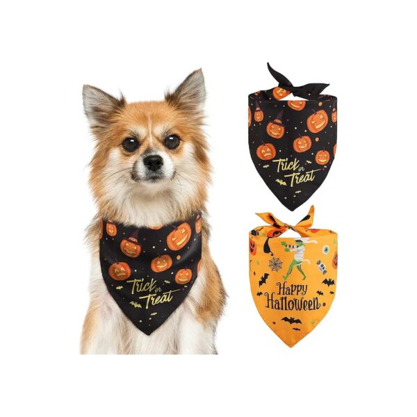 Happy Halloween Dog Bandanas 2 Pack for Small Medium Large Dogs Cats and Cats Accessories