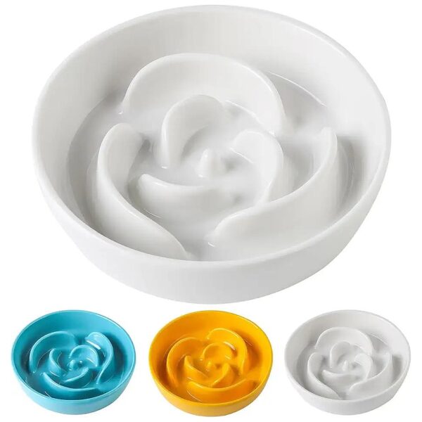 Healthy Eating Ceramic Slow Feeder Bowls for Cats and Small Dogs