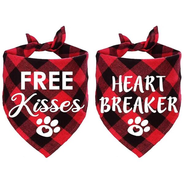 Heart Breaker Free Kisses Valentine's Day Dog Bandanas for Large Dogs