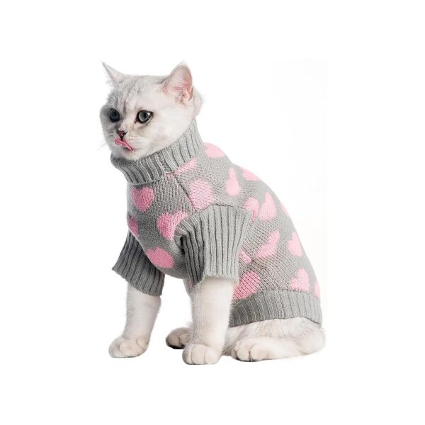 Heart Love Pattern Knit Cat Sweater for Small Dogs Puppy Valentine 's Day Outfit