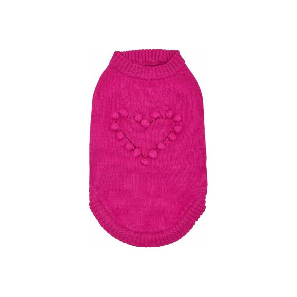 Heart-Shaped Dog Sweater for Small Female Dogs Valentine's Day Gift 10 Inches Back Length