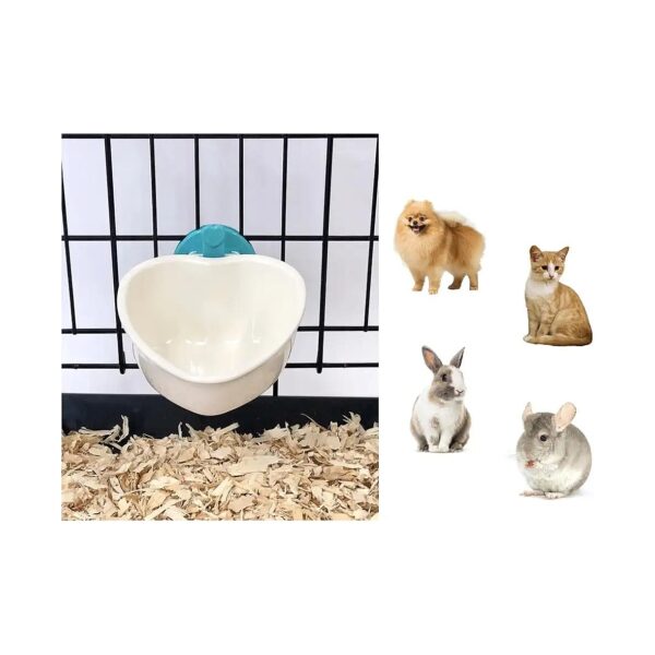 Heart-Shaped Food Bowl for Small Animals, Holds 8 oz, Secure and Durable for Wire Cages