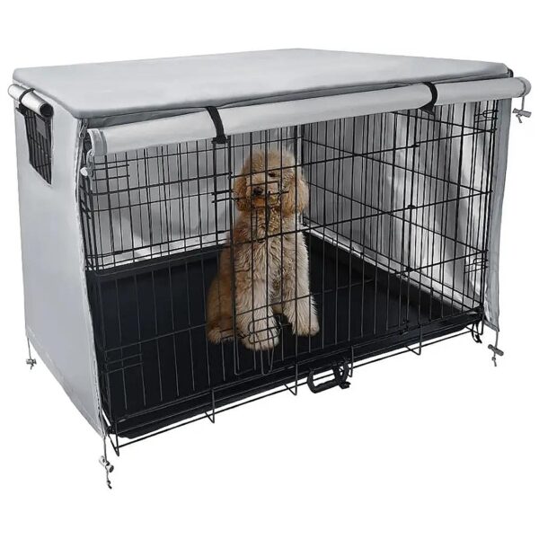 Heat Preservation Waterproof Dog Crate Cover with Windproof Function 48 Inch Grey