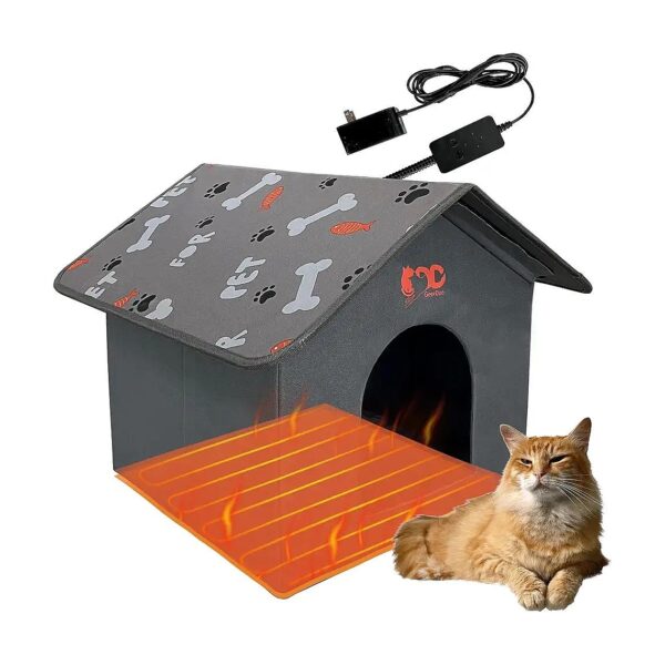 Heated Cat and Small Dog House with Three Adjustable Temperature Modes for Cozy Comfort