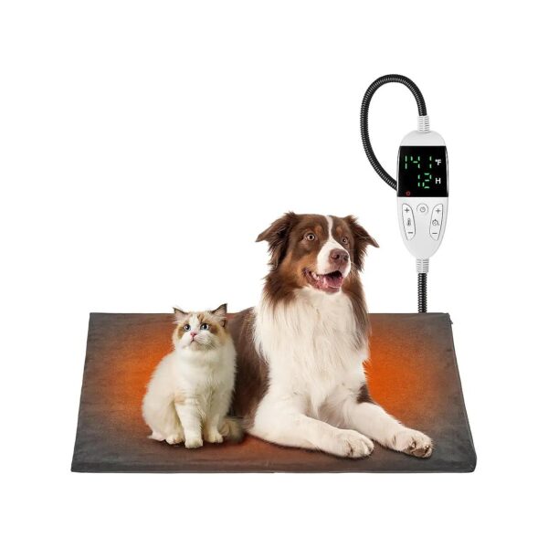 Heated Pet Bed Pad with 12+1 Timed Heating or Always On Function for Cozy Comfort