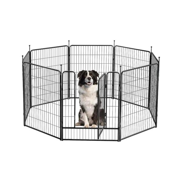 Heavy Duty 40-inch Metal Dog Exercise Fence for Small Medium Large Dogs with 8 Panels