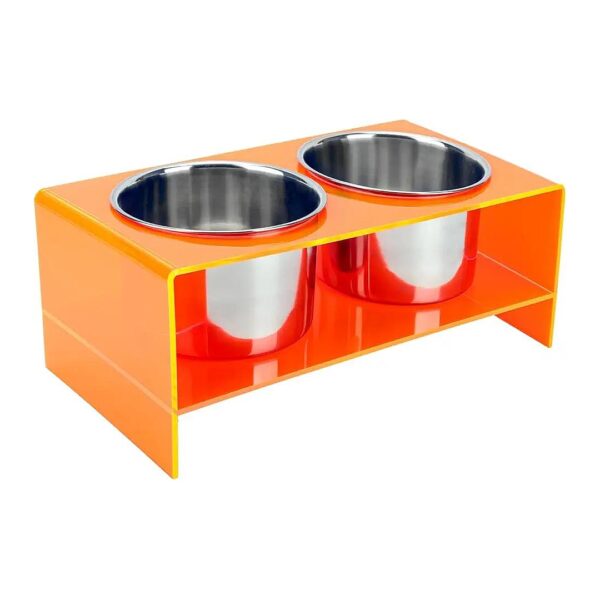 Heavy Duty Acrylic Dog Food Bowl with Double Stainless Steel Bowls for Large Dogs Cats