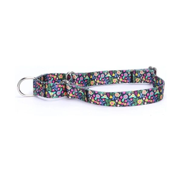 Heavy Duty Adjustable Dog Collar for Medium Large Dogs with Strawberry Flowers Pattern