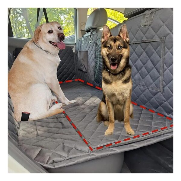 Heavy Duty Backseat Dog Cover with Hard Bottom and Breathable Window for Safe Car Travel