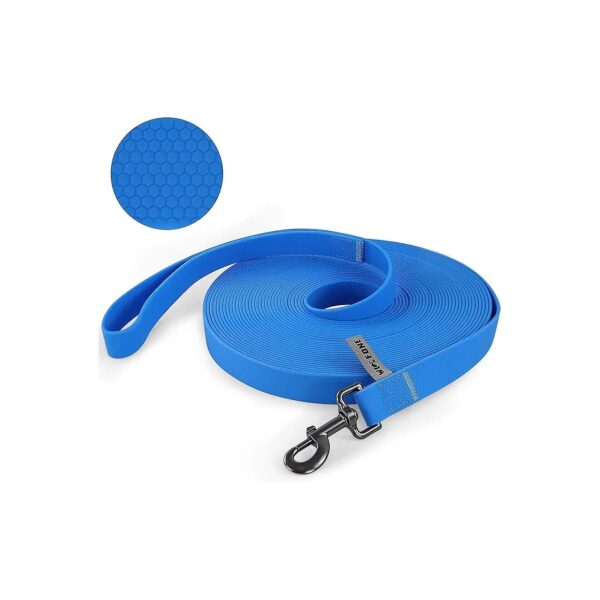 Heavy Duty Blue Nylon Dog Leash with Anti-Slip Silicone Handle for Outdoor Activities