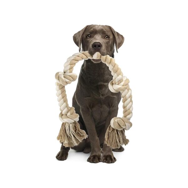 Heavy Duty Cotton Rope Toy for Teeth Cleaning in Large Extra Large Dogs with 5 Big Knots