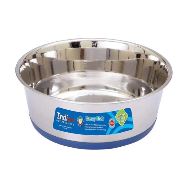 Heavy Duty Dog Bowl 2 QT in Stainless Steel for Large Breed Dogs - Modern Design